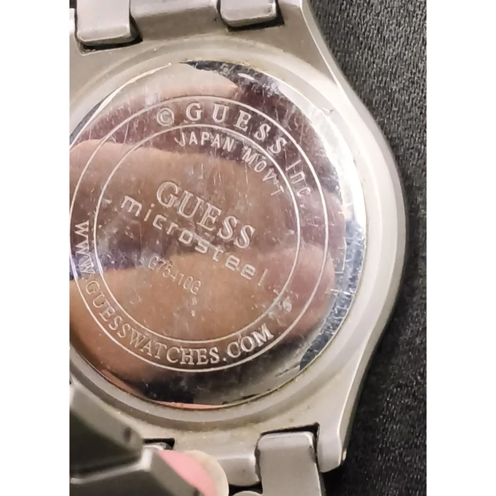 Guess Microsteel Men's Watch G75410G Green Face Steel Gray Band #W5162